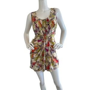 Ted Baker Silk Ruched Sheath Dress Sz 2 Dancing Ladies